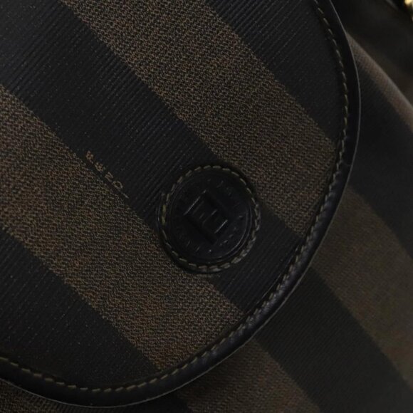 FENDI Pecan Canvas Backpack Brown Black gold Auth ep8678 - Picture 12 of 16